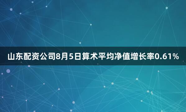 山东配资公司8月5日算术平均净值增长率0.61%